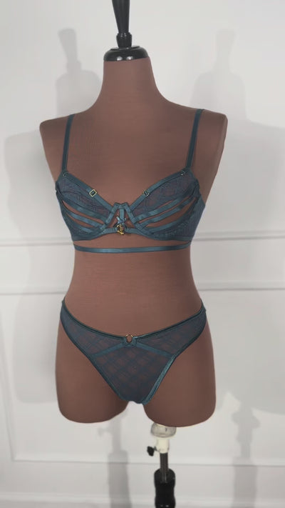 Strappy Underwire Charm Bralette - Retro Blue