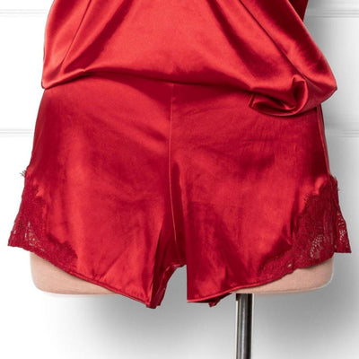 Satin & Eyelash Lace Short - Red - Mentionables