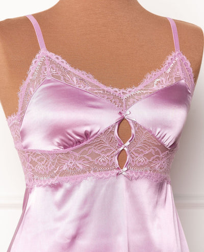 Satin & Eyelash Lace Slip - Lilac - Mentionables