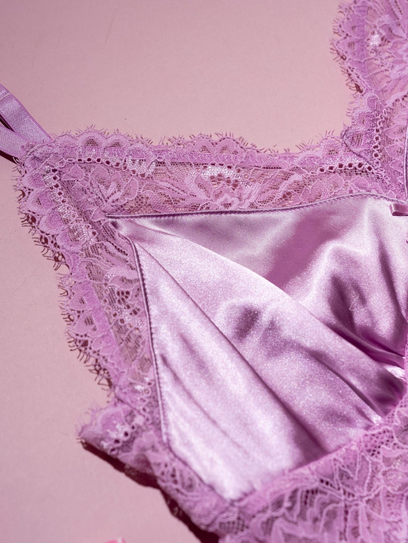 Satin & Eyelash Lace Slip - Lilac - Mentionables