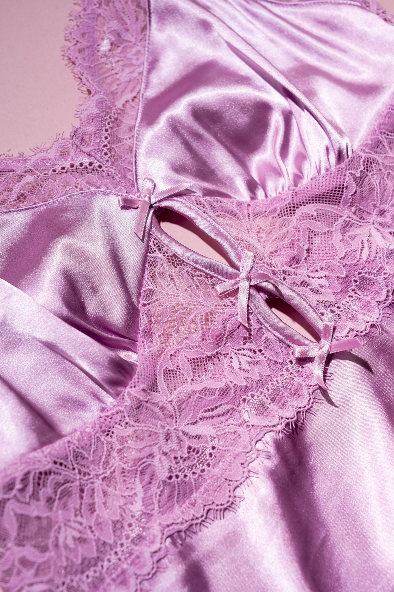 Satin & Eyelash Lace Slip - Lilac - Mentionables