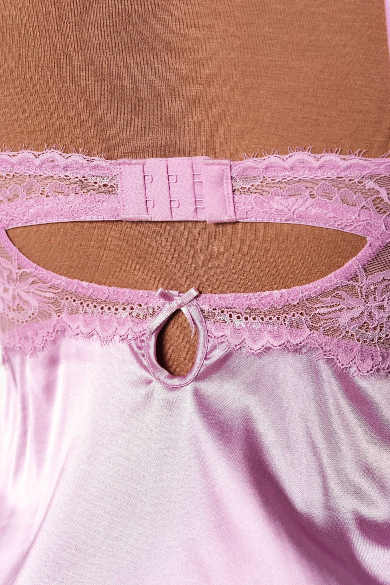 Satin & Eyelash Lace Slip - Lilac - Mentionables