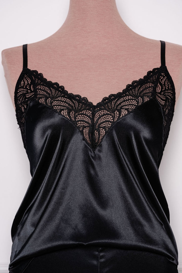 Satin Lace Cami Black Mentionables