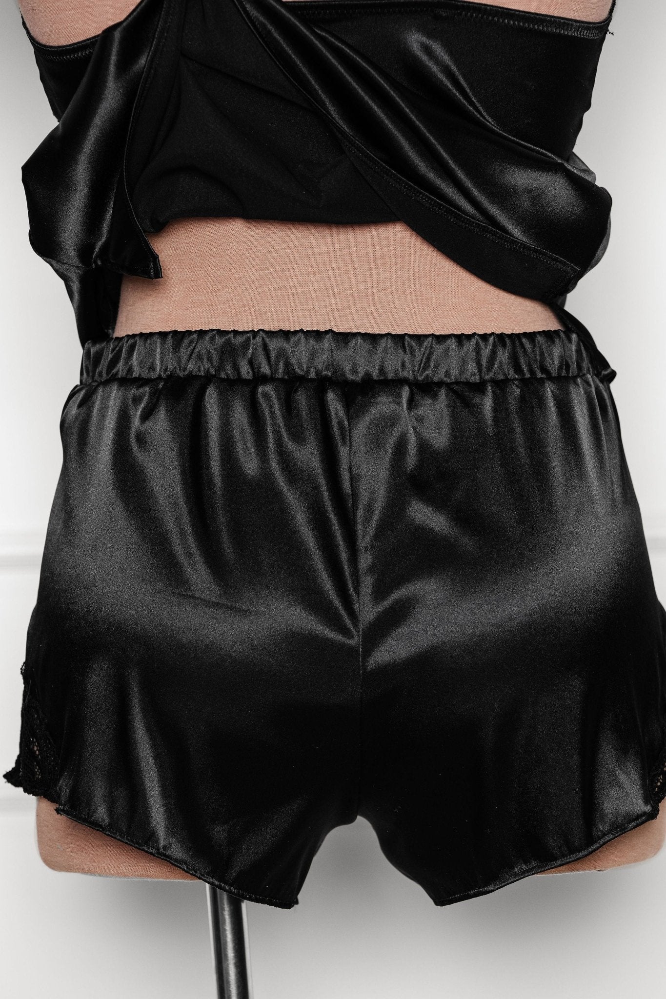 Satin & Lace Shorts - Black - Mentionables