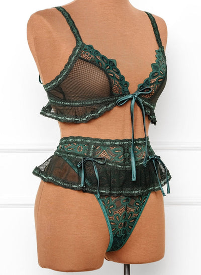 Slotted Lace Bralette - Emerald - Mentionables