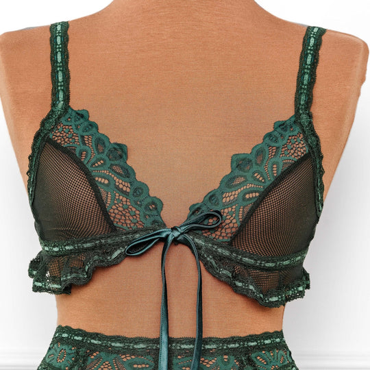 Slotted Lace Bralette - Emerald - Mentionables