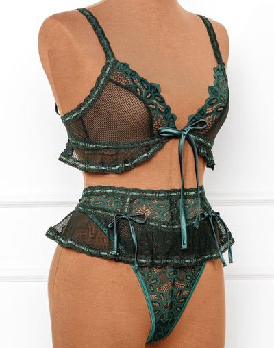 Slotted Lace Bralette - Emerald - Mentionables