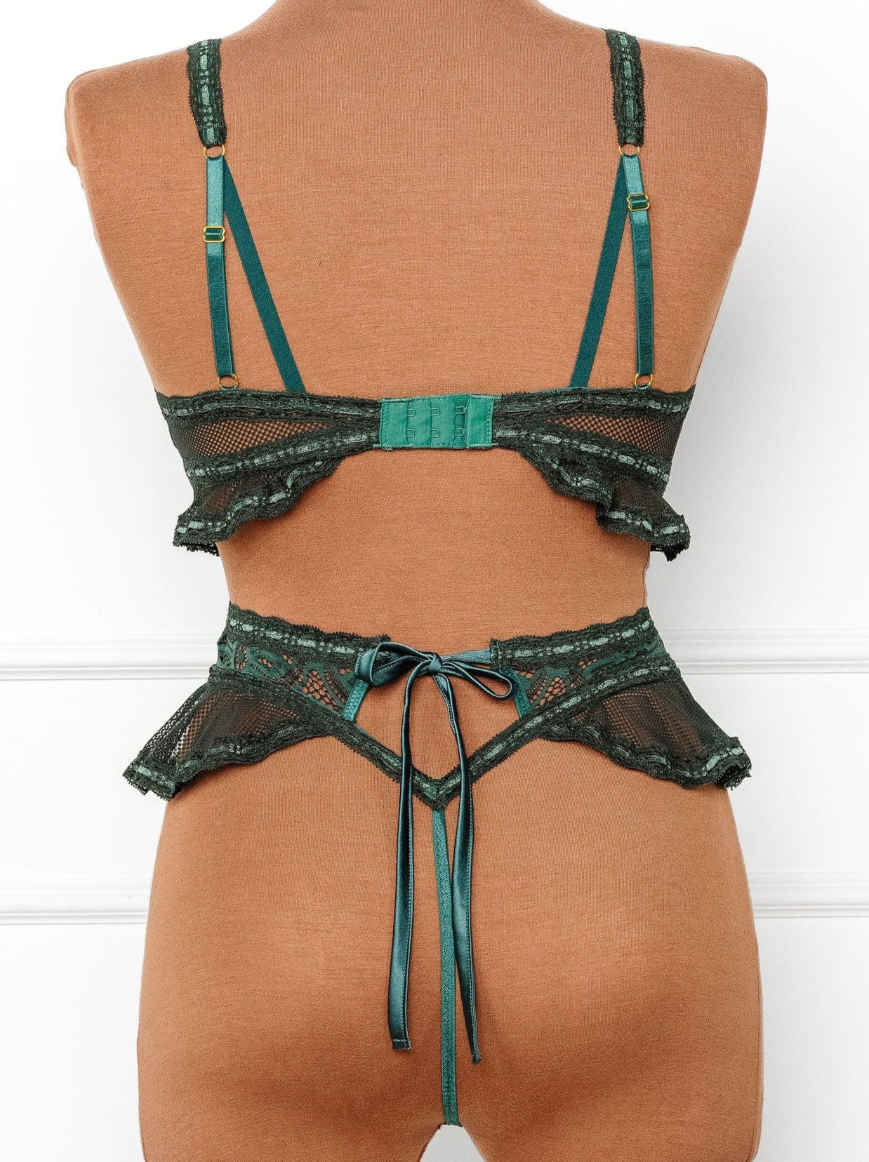 Slotted Lace Bralette - Emerald - Mentionables