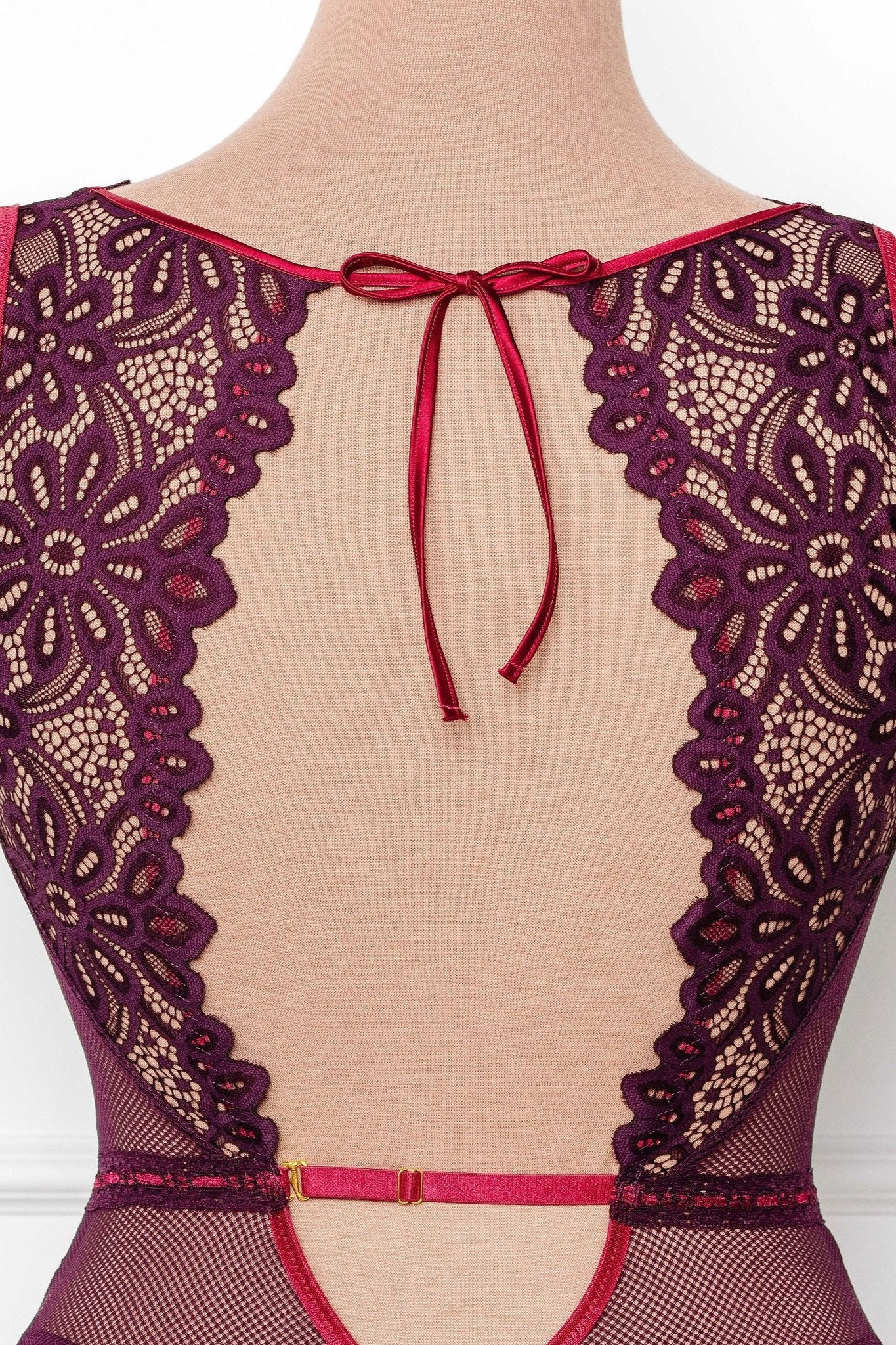 Slotted Lace Plunge Teddy - Sapphire - Mentionables