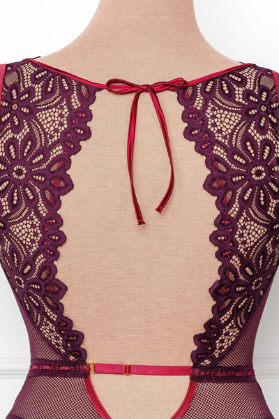 Slotted Lace Plunge Teddy - Sapphire - Mentionables