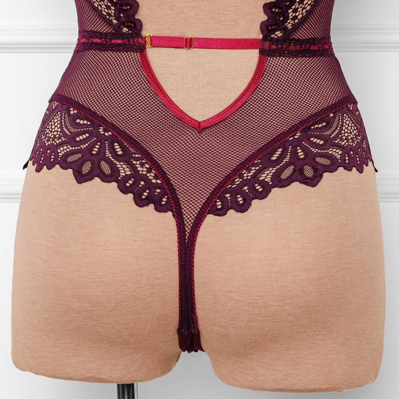 Slotted Lace Plunge Teddy - Sapphire - Mentionables