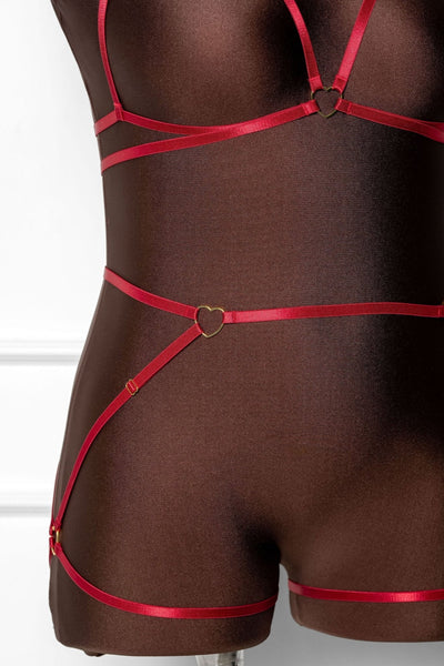 Strappy Heart Harness Bottom - Scarlet Red - Mentionables