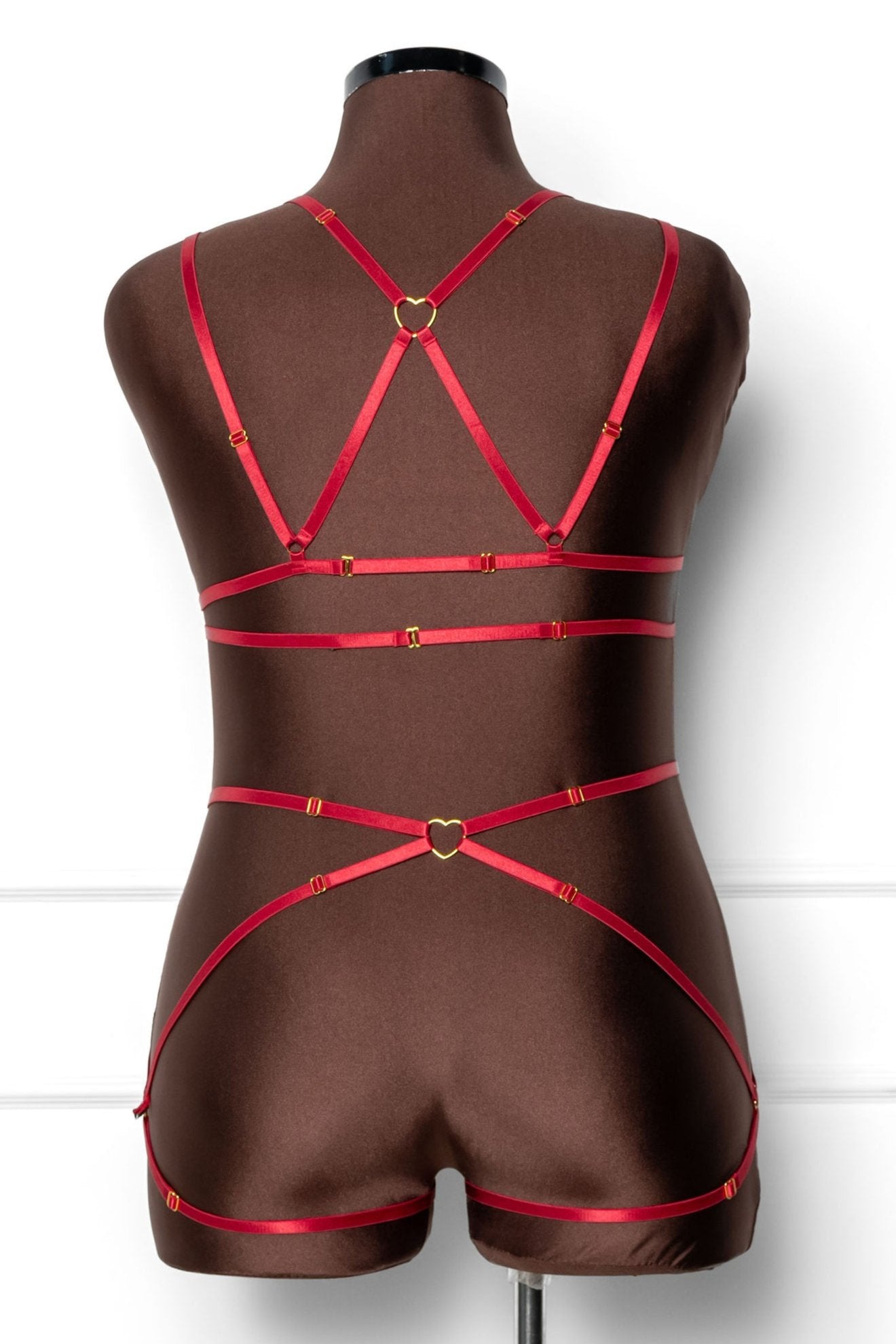 Strappy Heart Harness Bottom - Scarlet Red - Mentionables