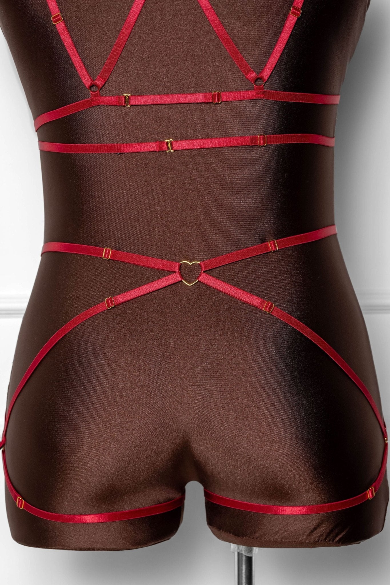 Strappy Heart Harness Bottom - Scarlet Red - Mentionables