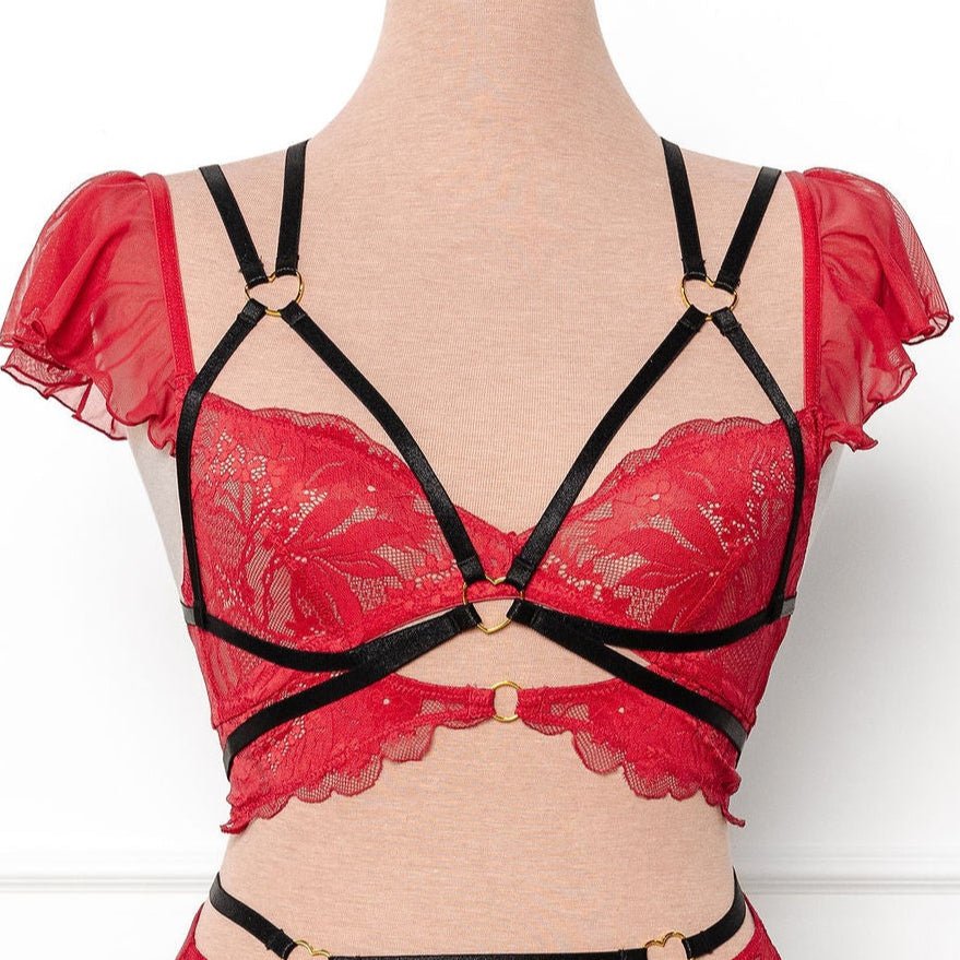 Strappy Heart Harness Top - Black - Mentionables