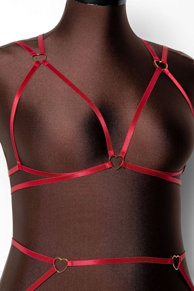 Strappy Heart Harness Top - Scarlet Red - Mentionables