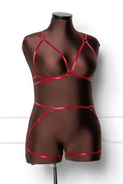 Strappy Heart Harness Top - Scarlet Red - Mentionables