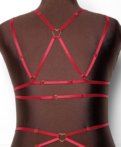 Strappy Heart Harness Top - Scarlet Red - Mentionables