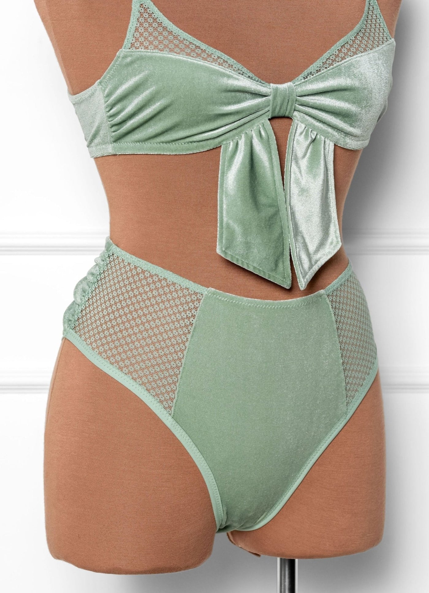 Velvet Bow Bralette - Misty Jade - Mentionables