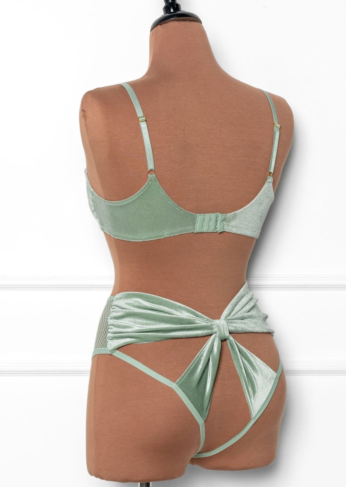 Velvet Bow Bralette - Misty Jade - Mentionables