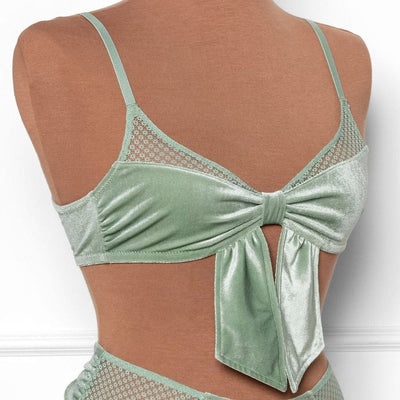 Velvet Bow Bralette - Misty Jade - Mentionables