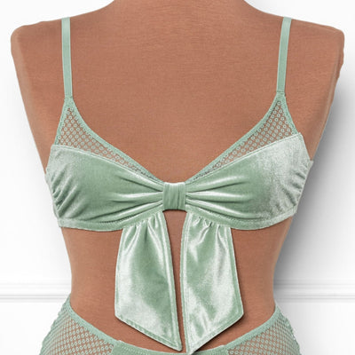 Velvet Bow Bralette - Misty Jade - Mentionables