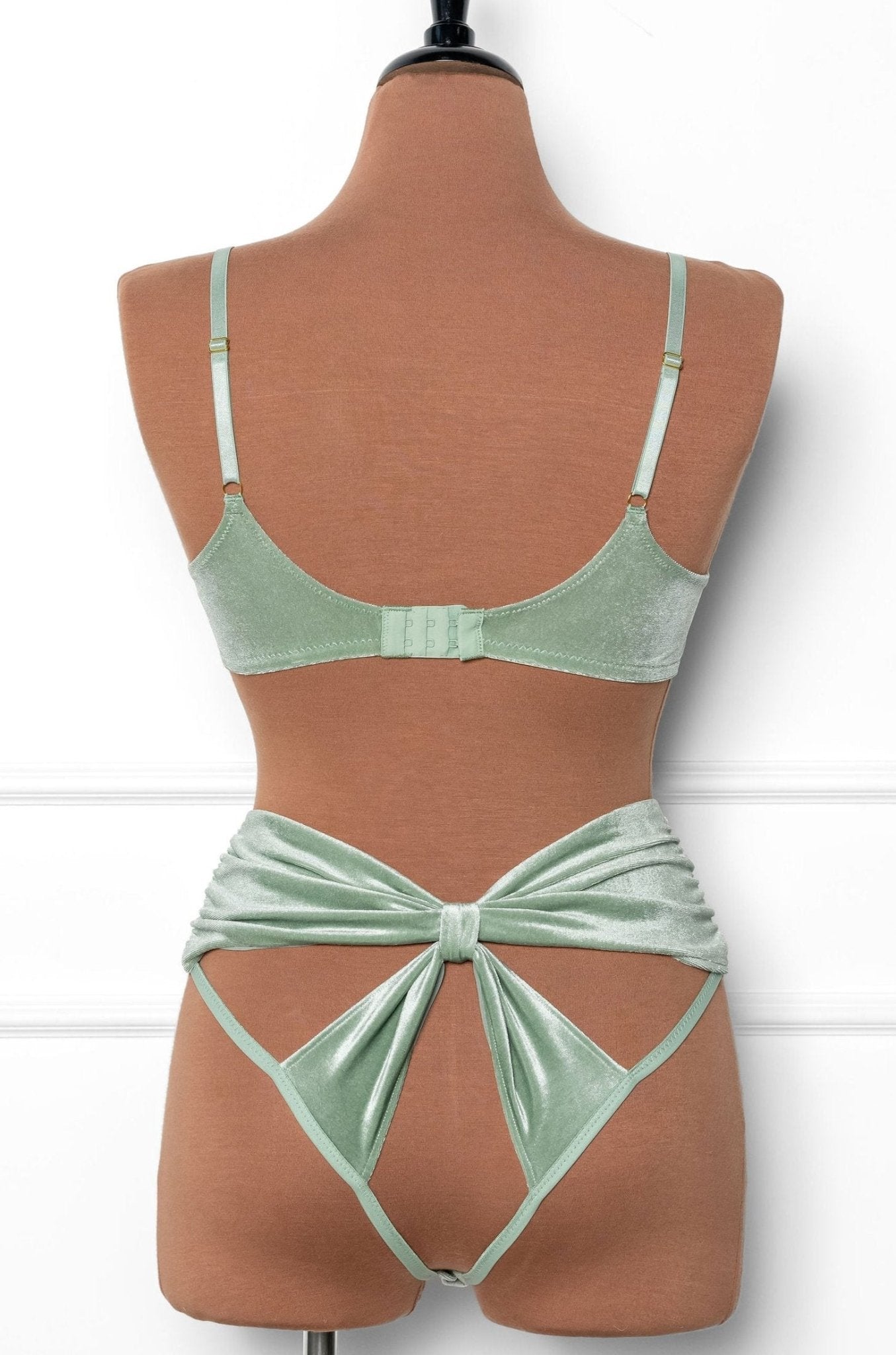 Velvet Bow Bralette - Misty Jade - Mentionables