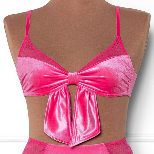 Velvet Bow Bralette - Pretty in Pink - Mentionables