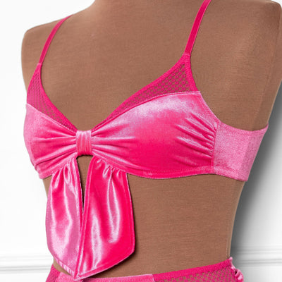 Velvet Bow Bralette - Pretty in Pink - Mentionables