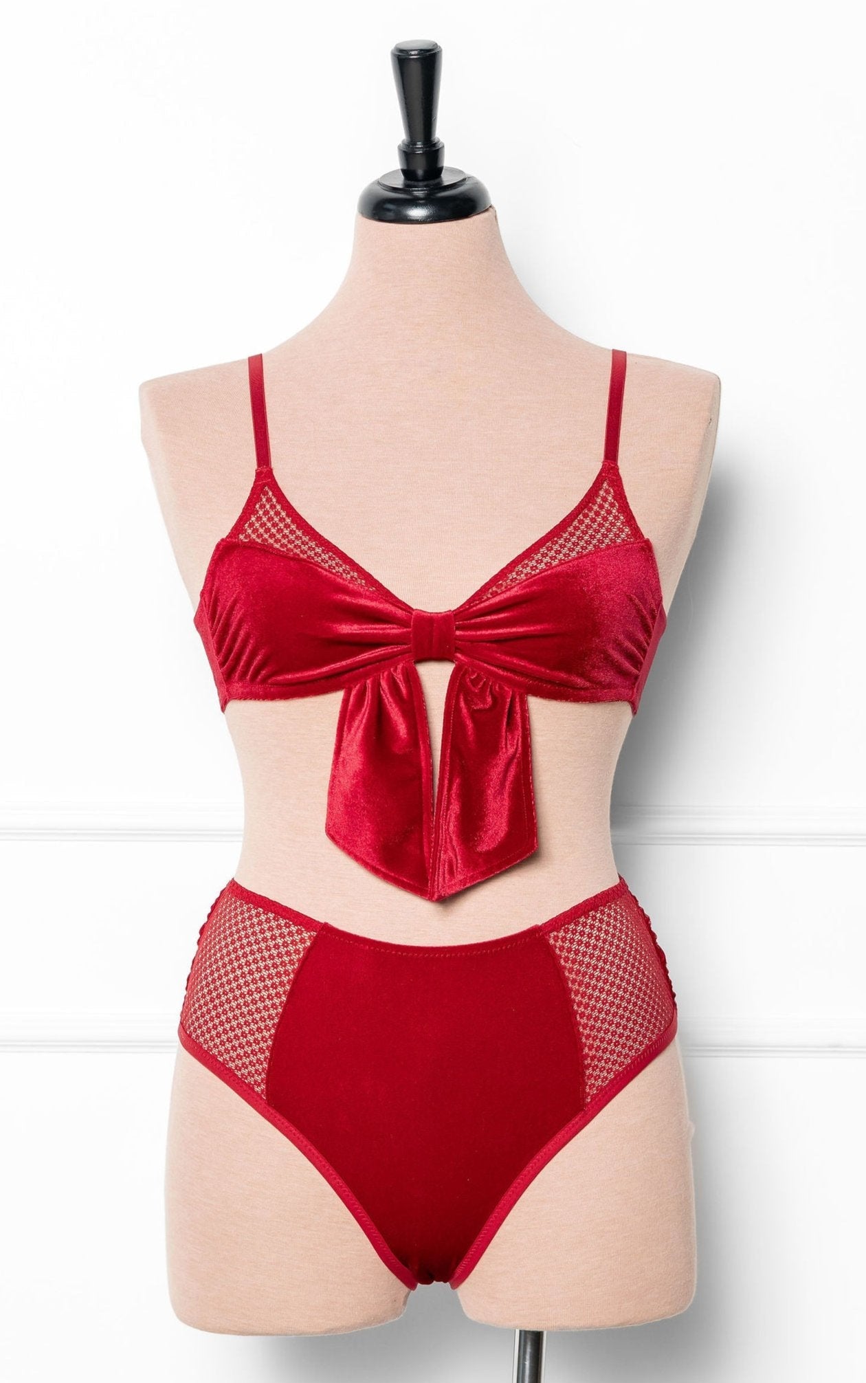 Velvet Bow Bralette - Red - Mentionables