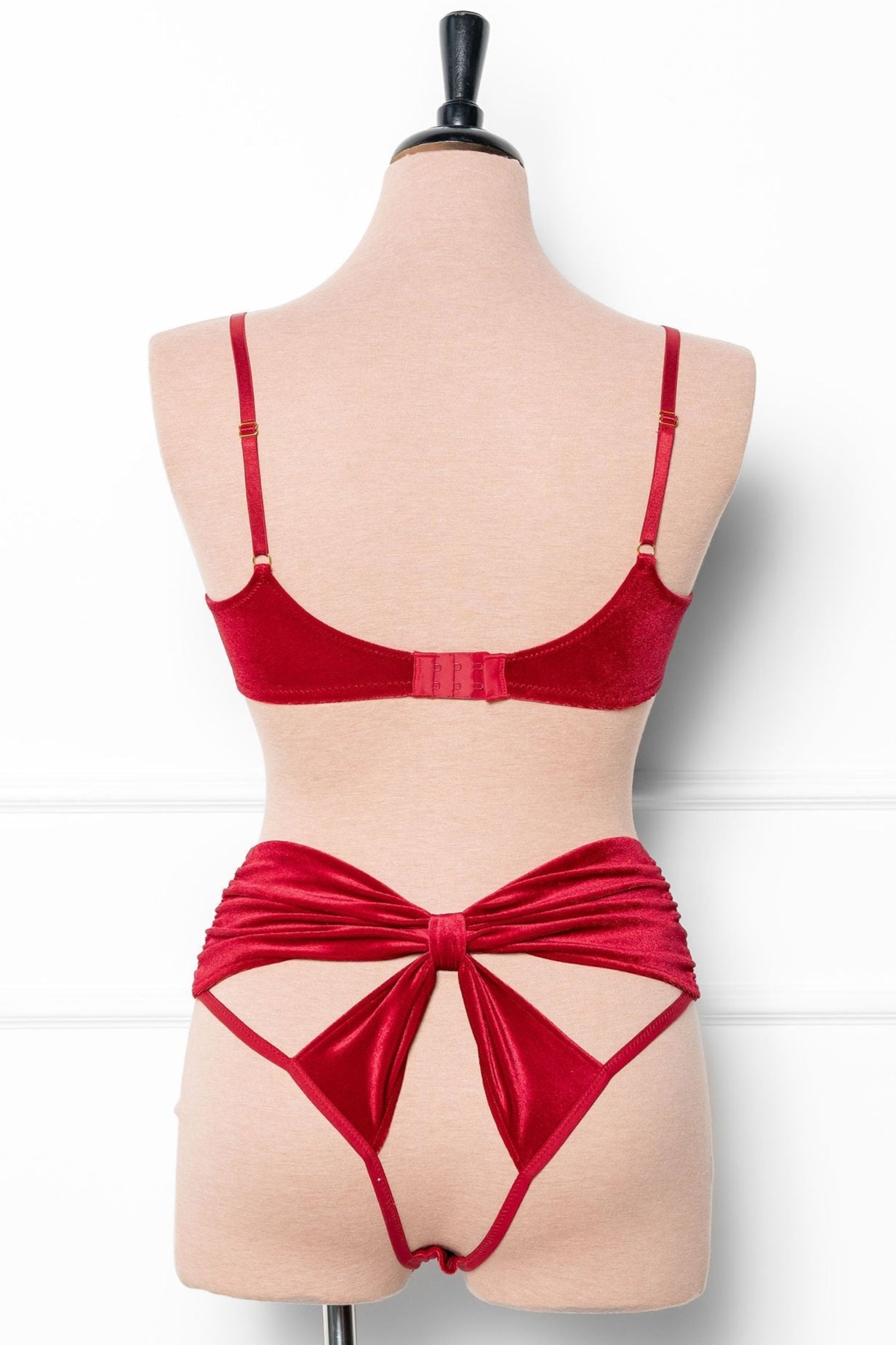 Velvet Bow Bralette - Red - Mentionables