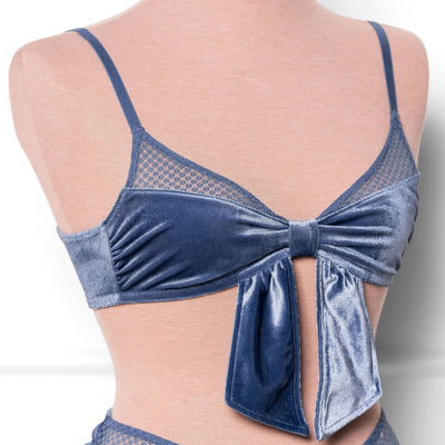 Velvet Bow Bralette - Winter Blue - Mentionables