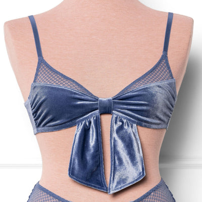 Velvet Bow Bralette - Winter Blue - Mentionables