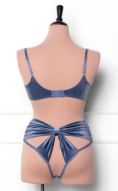 Velvet Bow Bralette - Winter Blue - Mentionables