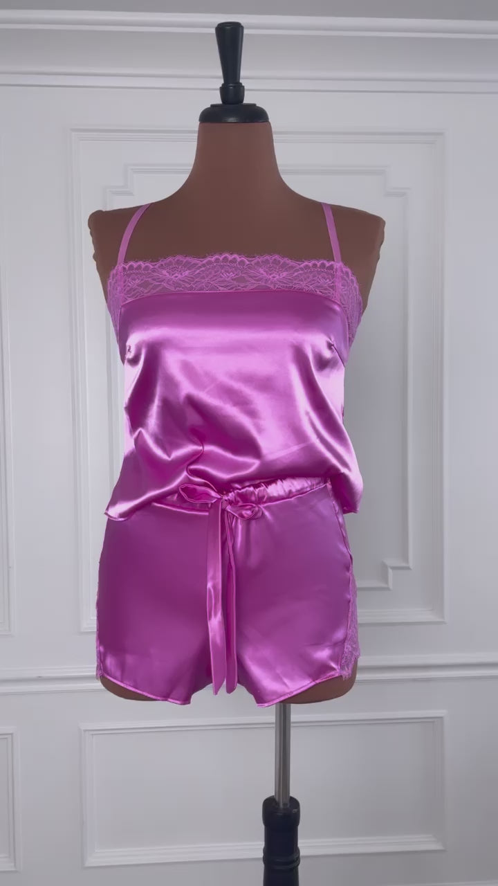 Satin & Lace Shorts - Orchid