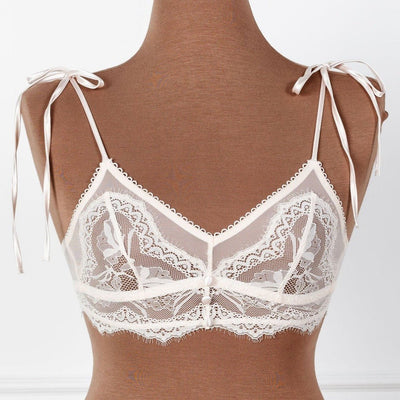 Bridal Bundle: Lace & Mesh Button Bralette - Champagne - Mentionables