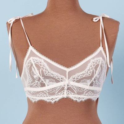 Bridal Bundle: Lace & Mesh Button Bralette - Champagne - Mentionables