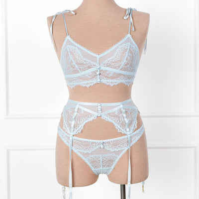 Bridal Bundle: Lace & Mesh Button Bralette - Something Blue - Mentionables