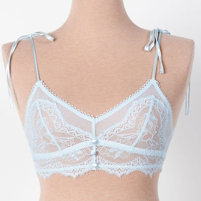 Bridal Bundle: Lace & Mesh Button Bralette - Something Blue - Mentionables