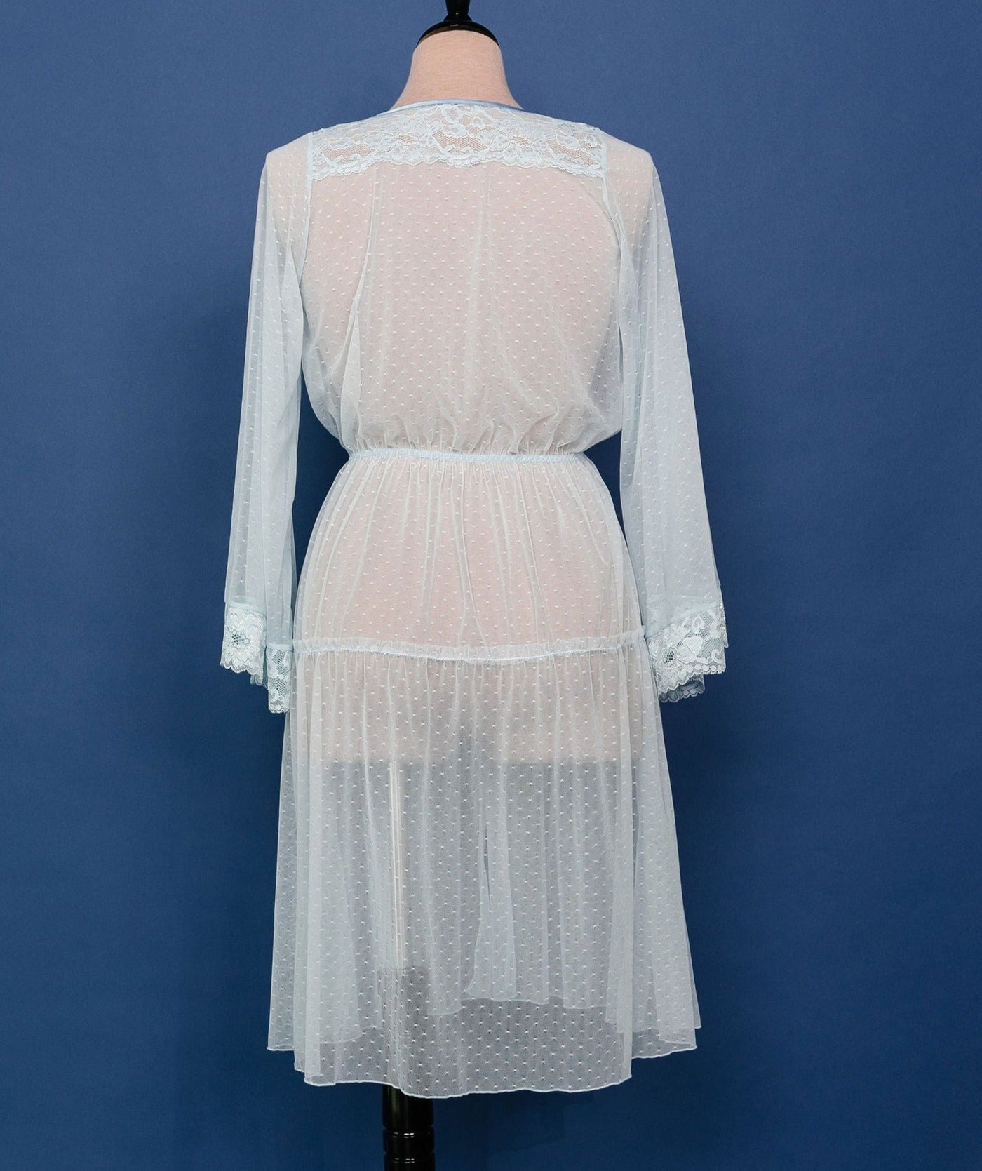 Bridal Bundle: Lacy Dot Mesh Midi Robe - Iridescent Daydream - Mentionables