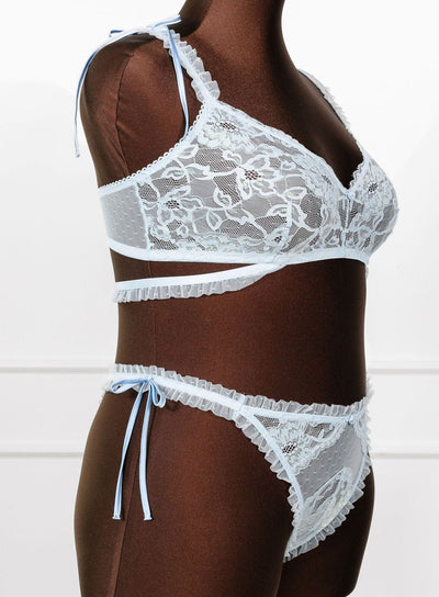 Bridal Bundle: Lacy Ruffle Strap Bralette Set - Iridescent Daydream - Mentionables