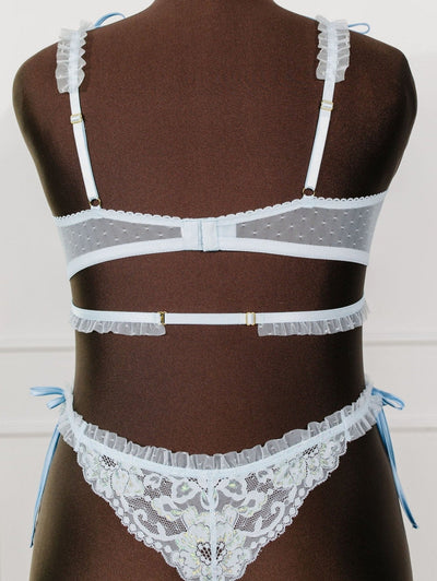 Bridal Bundle: Lacy Ruffle Strap Bralette Set - Iridescent Daydream - Mentionables
