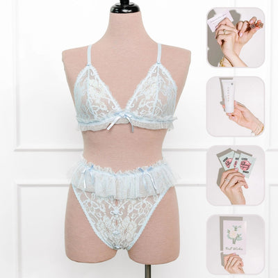 Bridal Bundle: Lacy Ruffle Triangle Bralette - Iridescent Daydream - Mentionables