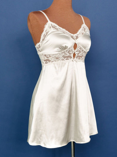 Bridal Bundle: Satin & Eyelash Lace Slip - Iridescent Cream - Mentionables