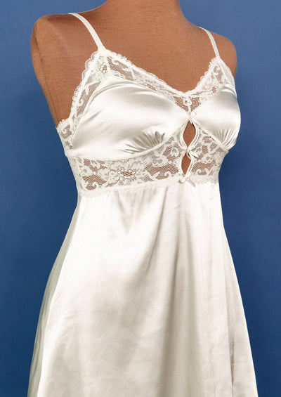 Bridal Bundle: Satin & Eyelash Lace Slip - Iridescent Cream - Mentionables
