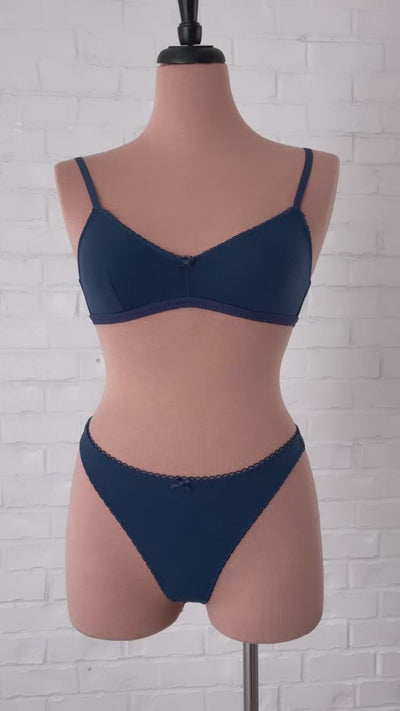 Pointelle Thong - Navy