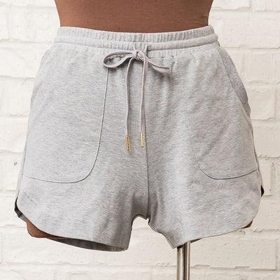 High Waist Lounge Shorts - Gray - Mentionables
