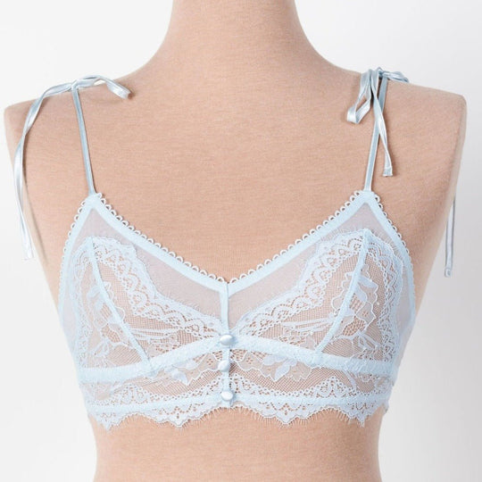 Lace & Mesh Button Bralette - Something Blue - Mentionables