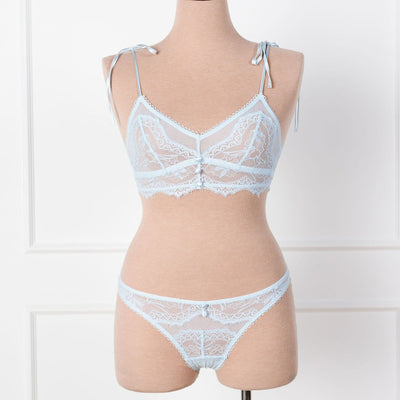 Lace & Mesh Button Panty - Something Blue - Mentionables