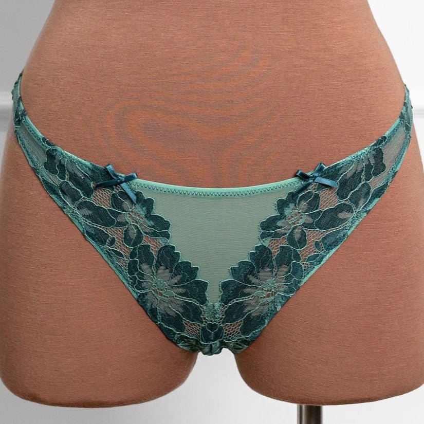 Lacy Crotchless Panty - Garden Green - Mentionables